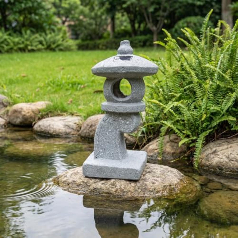 Outdoor Zen Lighting - 14'' hoge Aziatische op zonne-energie werkende