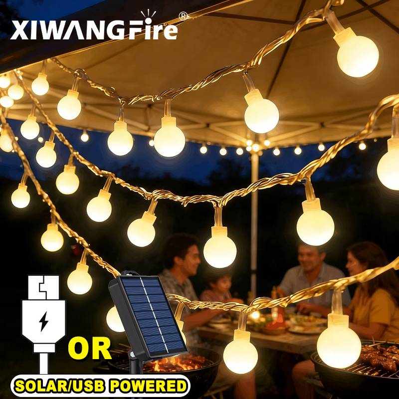 Outdoor Lighting Decoration - 3-10M Solar/USB/Batterij Lichtslingers, Fairy Globe Ball