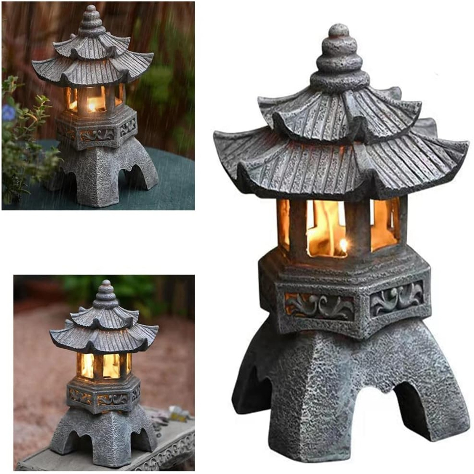 Outdoor Zen Lighting - Pagode Standbeelden Outdoor Zonne-energie Standbeeld Japanse