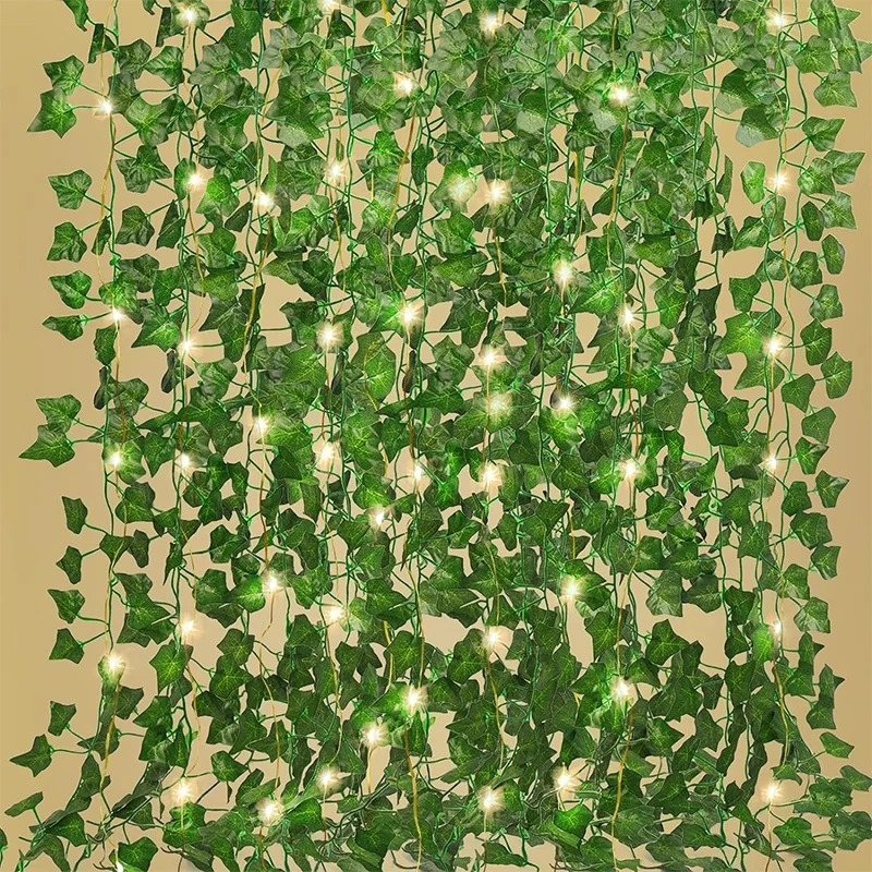 Outdoor Lighting Tree - Groene klimop 210cm LED-lichtslingerblad kunstmatige krans