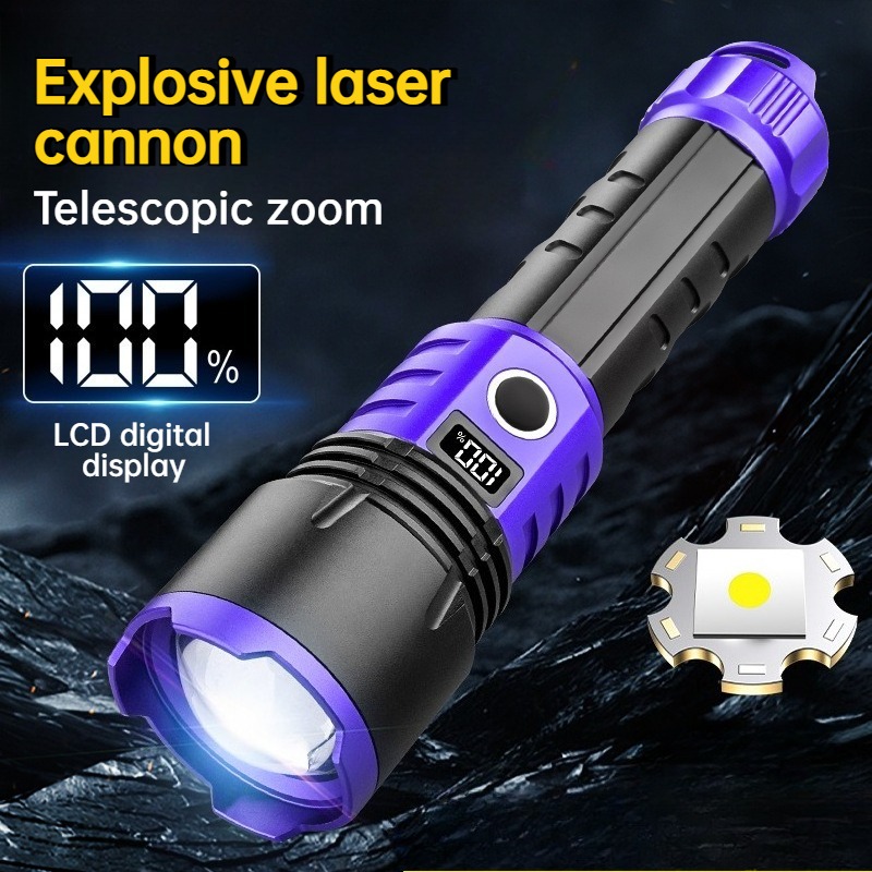 Outdoor Lighting Usb - Multifunctionele sterke LED-zaklamp USB-opladen Zoombaar digitaal