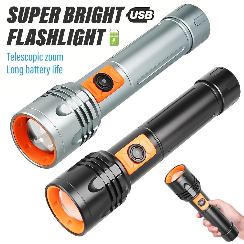 Outdoor Lighting Usb - Krachtige LED-zaklamp Oplaadbare USB-zaklamp met telescopische
