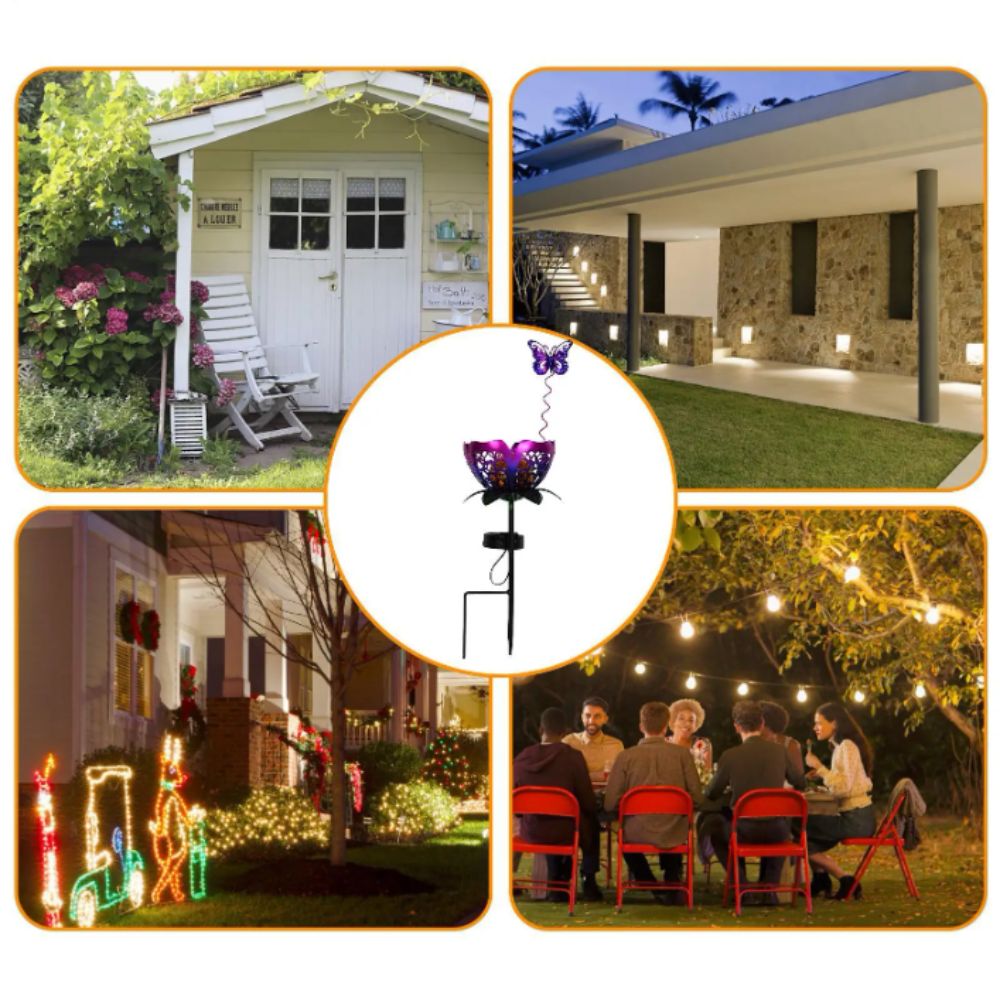 Outdoor Lighting Ground Fixtures - Lotusvormige lamp op zonne-energie, ijzeren grondplug,
