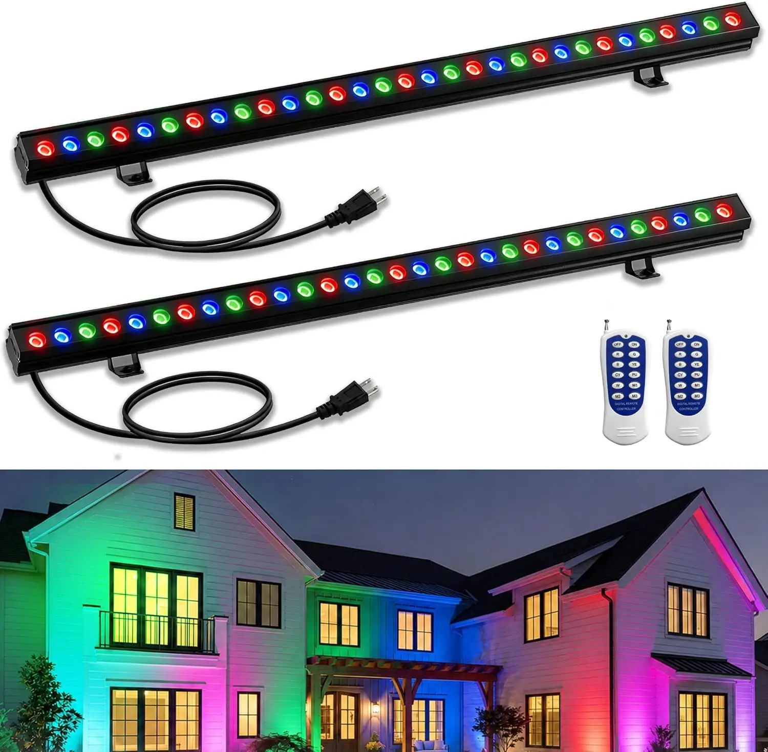 Color Changing Outdoor - 2-pack RGB Wall Washer Lights 100W