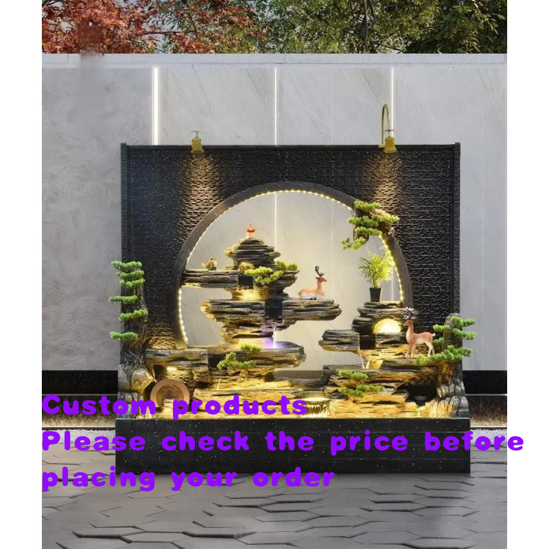 Outdoor Zen Lighting - custom.7FT Elegant Buitengordijnpaneel Fontein Rotstuin LED