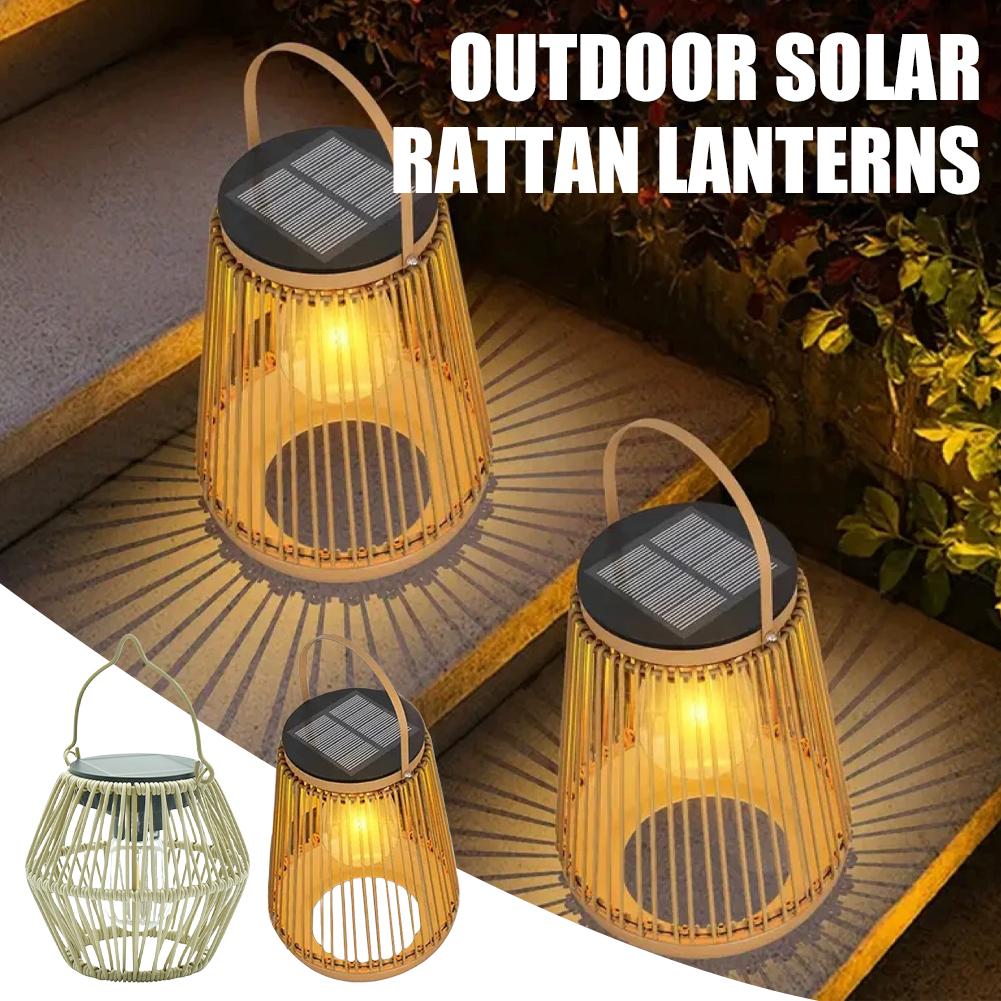 Outdoor Lighting Decoration - IP65 waterdichte zonne-energie rotan lantaarn hangende
