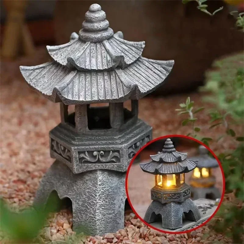 Outdoor Zen Lighting - Zonne-Japanse pagodelantaarn, waterdicht, buitenlamp voor de
