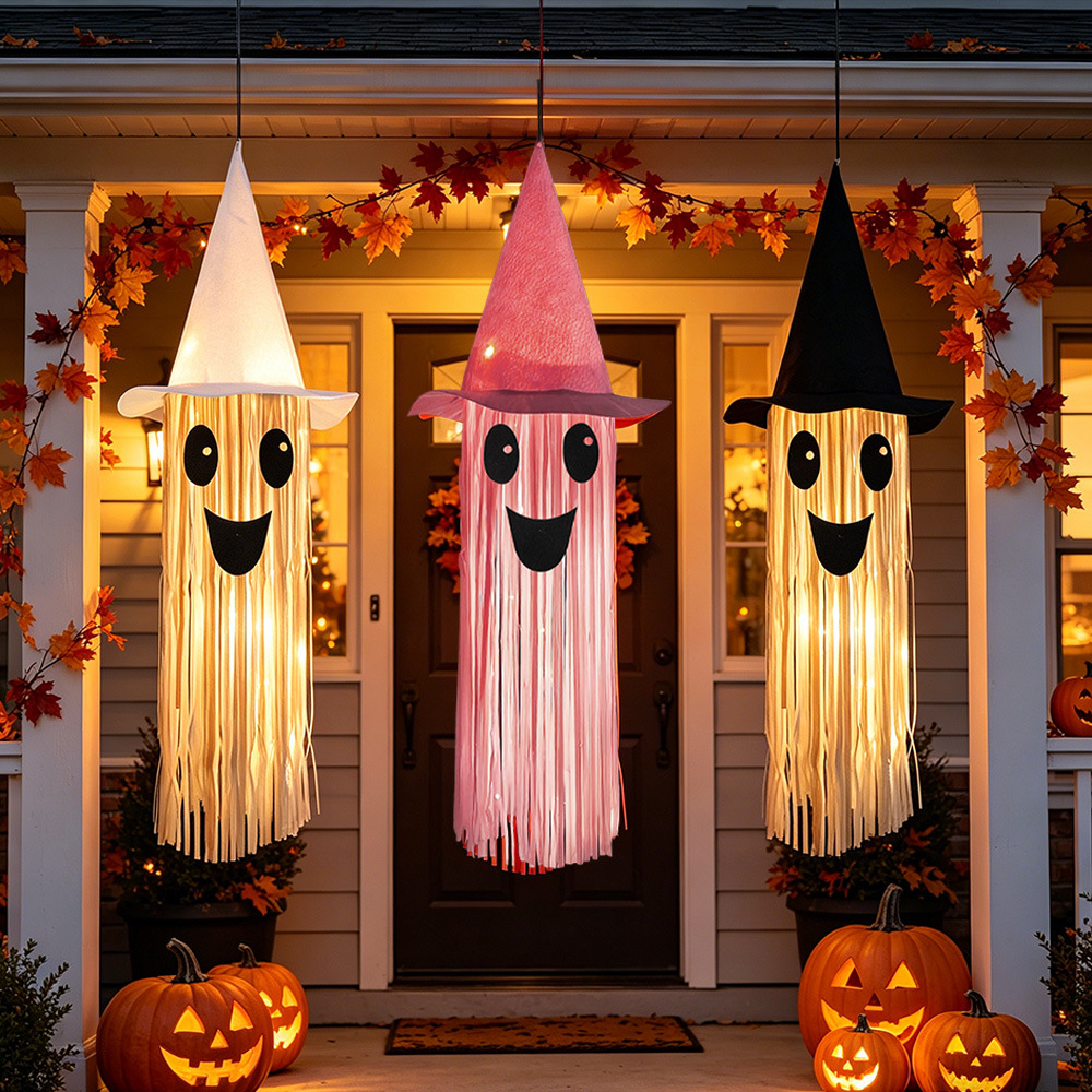 Outdoor Lighting Tree - Halloween Gloeiende Heksenhoed Spook Kwast Hangdecoratie,