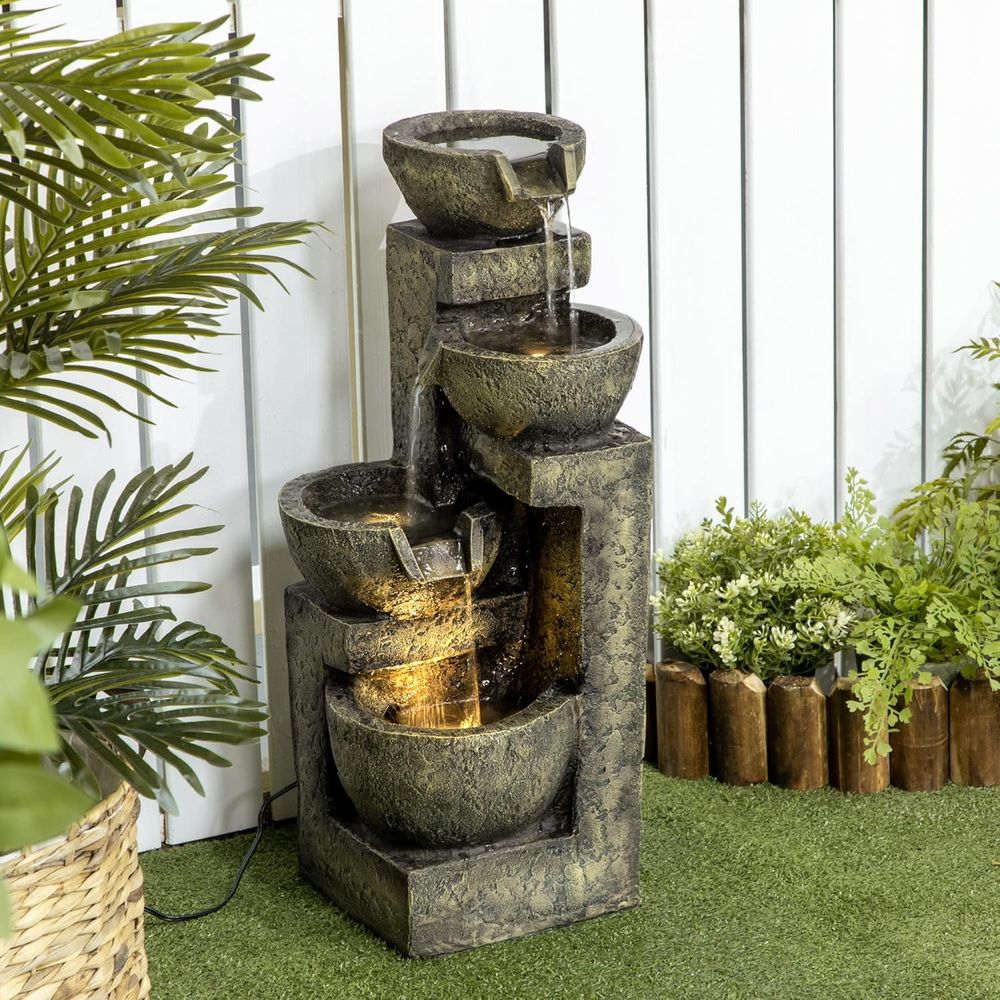 Outdoor Zen Lighting - 4-laags stenen waterval met waterval-effect, verstelbare