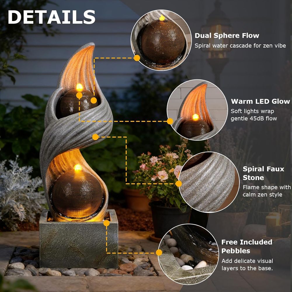 42,9 inch hoge grote waterfont - Outdoor Zen Lighting recensie en prijs