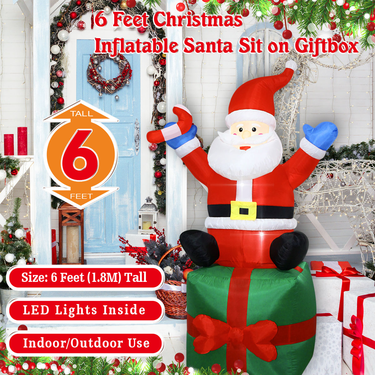 6FT Kerst Opblaasbare Kerstman - Outdoor Lighting Box recensie en prijs