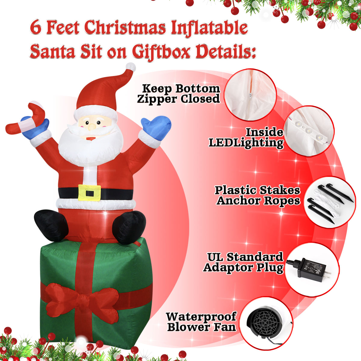 6FT Kerst Opblaasbare Kerstman - Outdoor Lighting Box recensie en prijs