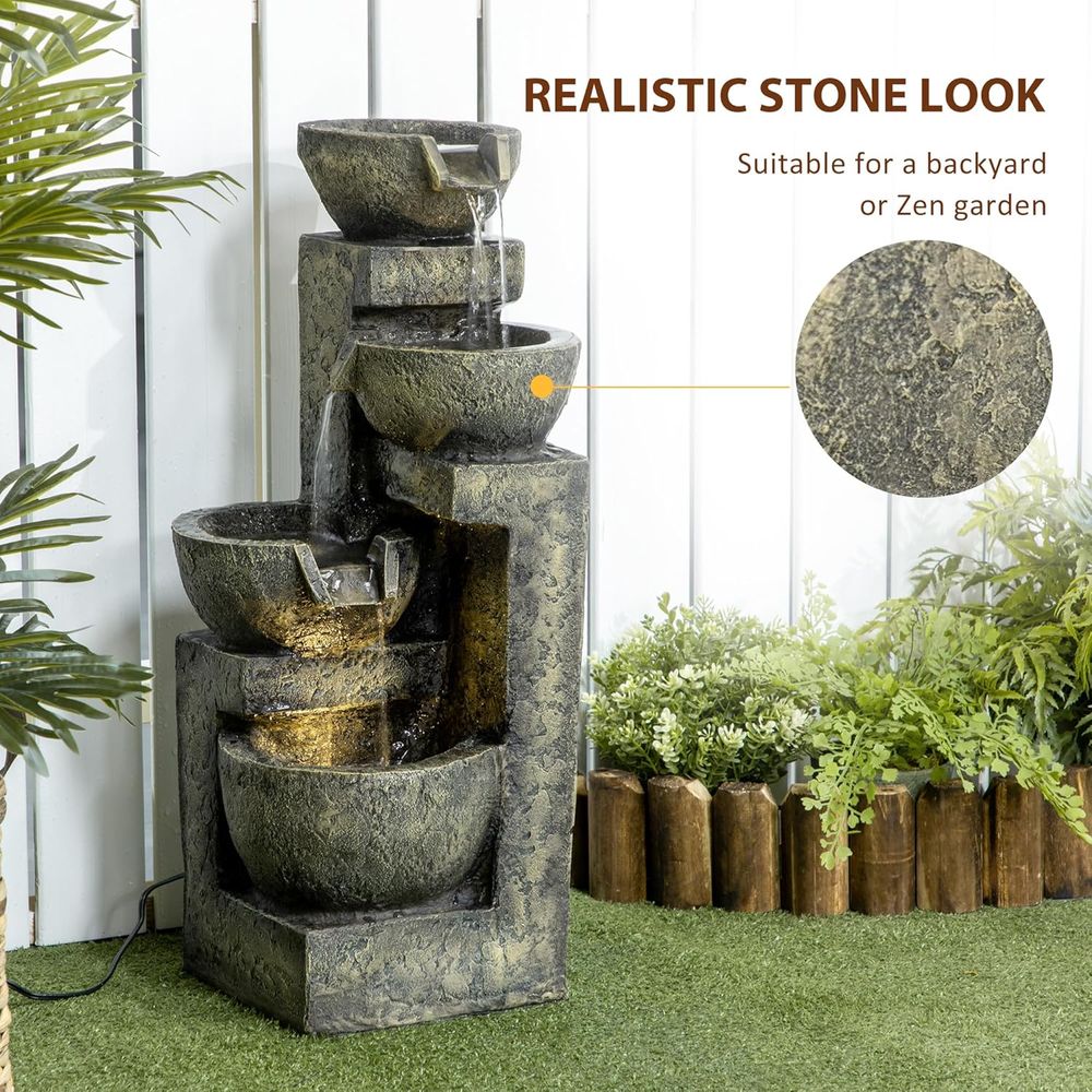 4-laags stenen waterval met wa - Outdoor Zen Lighting recensie en prijs